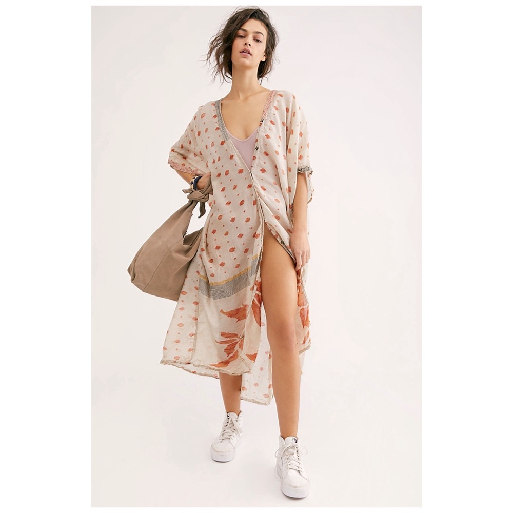 Magnolia Pearl Jayda 100% Silk Kimono Kaftan Dress Morocco